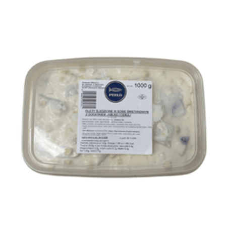 Filety śledziowe w sosie śmietanowym z dodatkiem jabłka i cebuli (1000g)